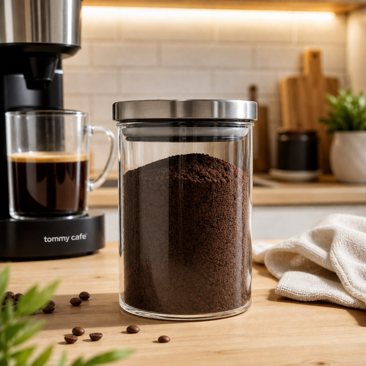 Szklany słoik do przechowywania kawy/żywności 750 ml z hermetyczną pokrywką