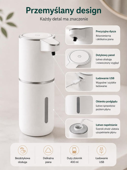 Automatyczny Dozownik Piany do Mydła – 400 ml | Bez Dotyku